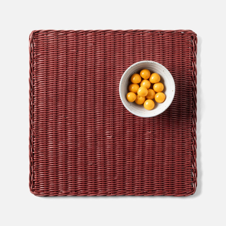 Annmarie Bordeaux Red Square Placemat Rattan Pack/4