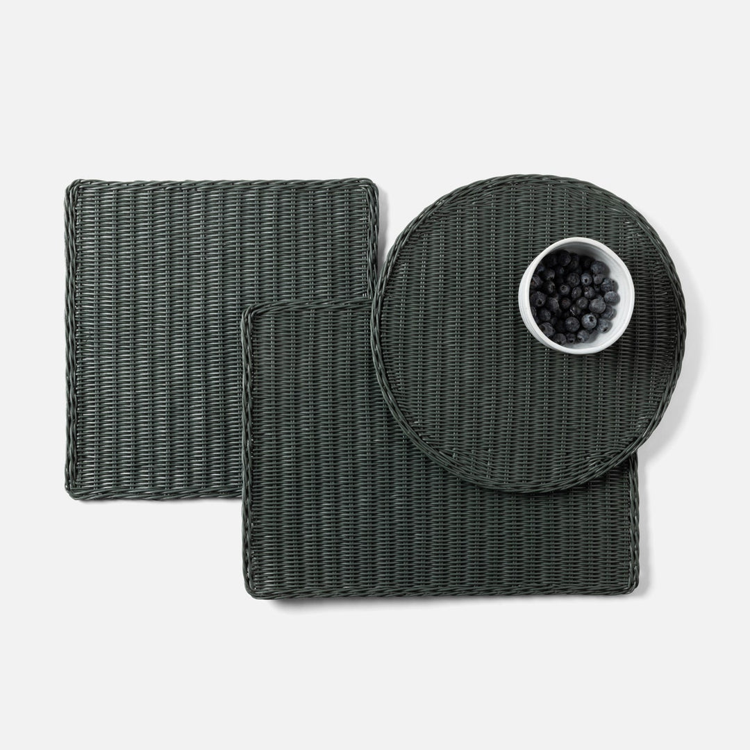 Annmarie Hunter Green Round Placemat Rattan Pack/4