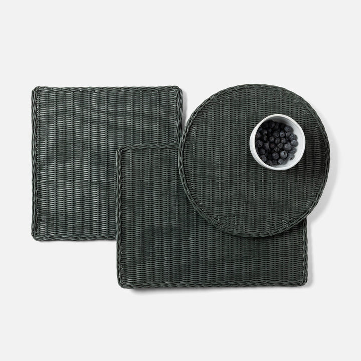 Annmarie Hunter Green Round Placemat Rattan Pack/4
