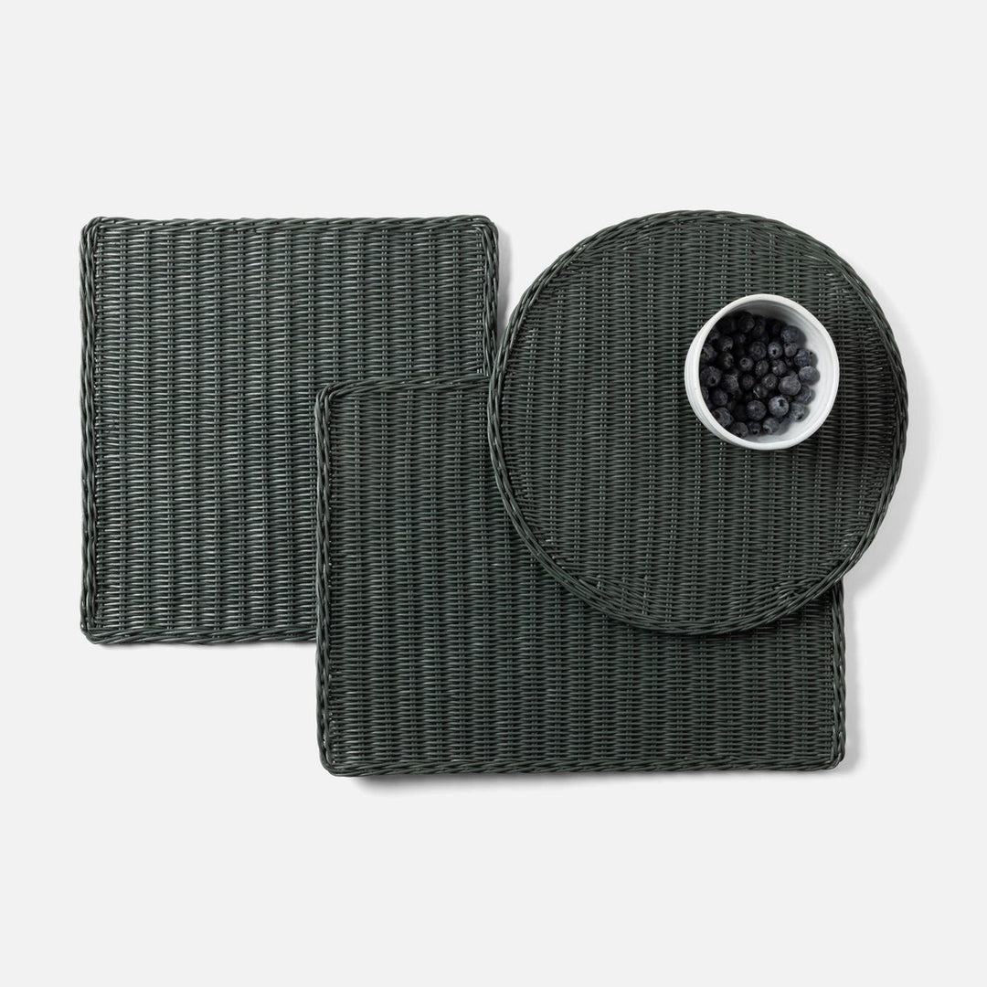 Annmarie Hunter Green Rectangular Placemat Rattan Pack/4