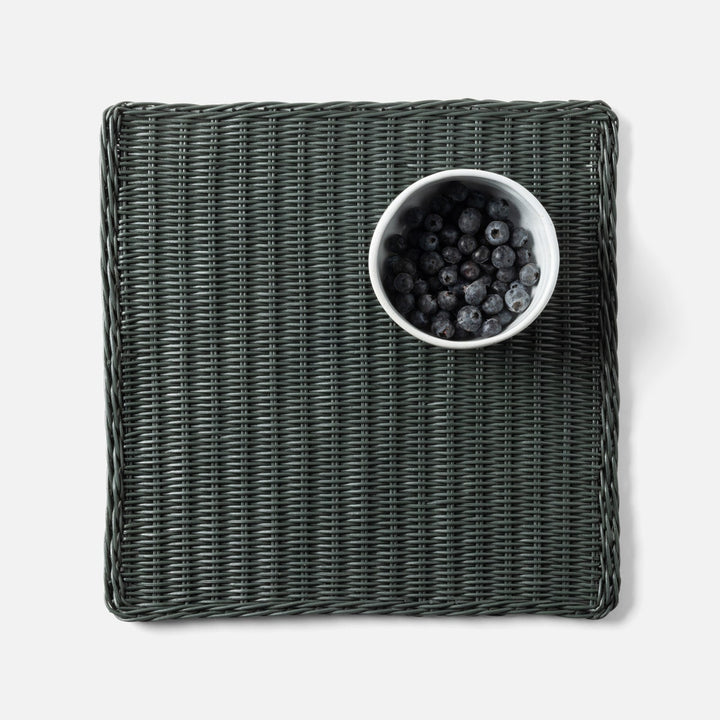 Annmarie Hunter Green Square Placemat Rattan Pack/4
