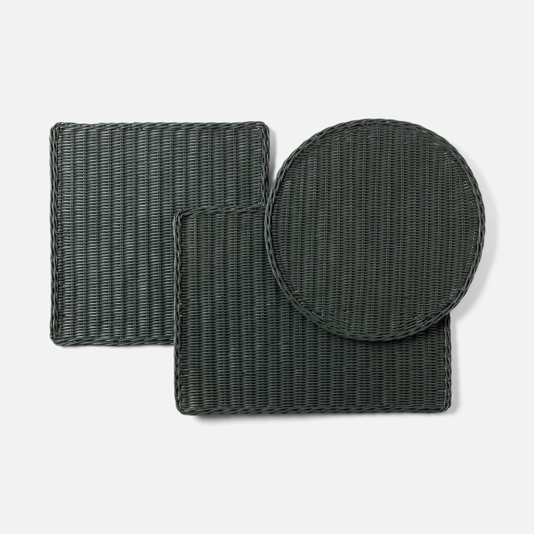 Annmarie Hunter Green Square Placemat Rattan Pack/4