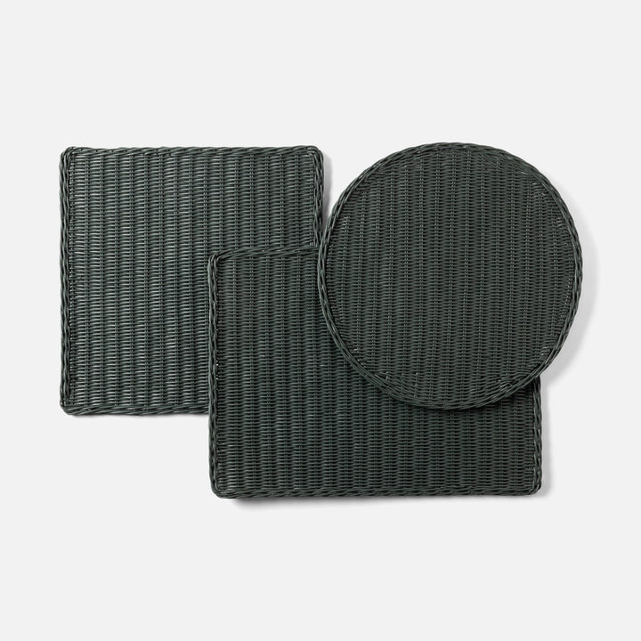 Annmarie Hunter Green Square Placemat Rattan Pack/4