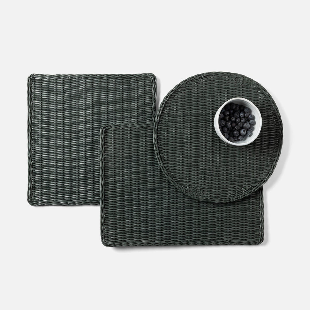 Annmarie Hunter Green Square Placemat Rattan Pack/4