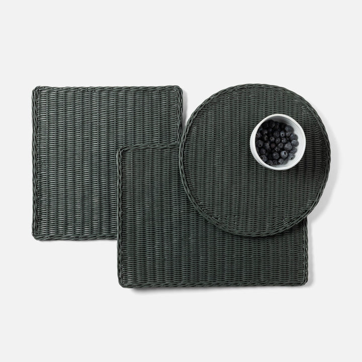Annmarie Hunter Green Square Placemat Rattan Pack/4