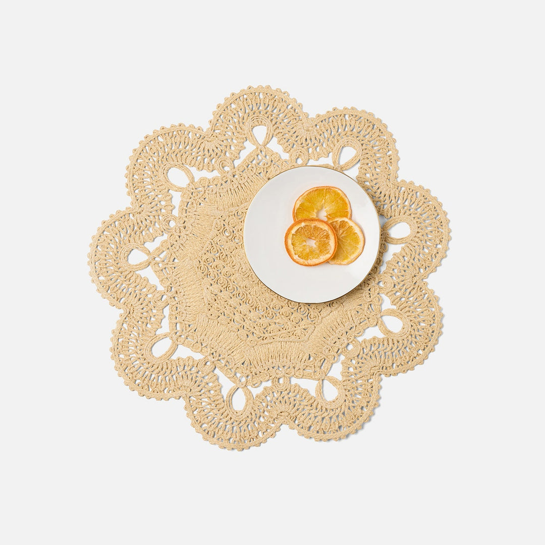 Belladonna Natural Round Medallion Placemat Faux Rattan Pack/4