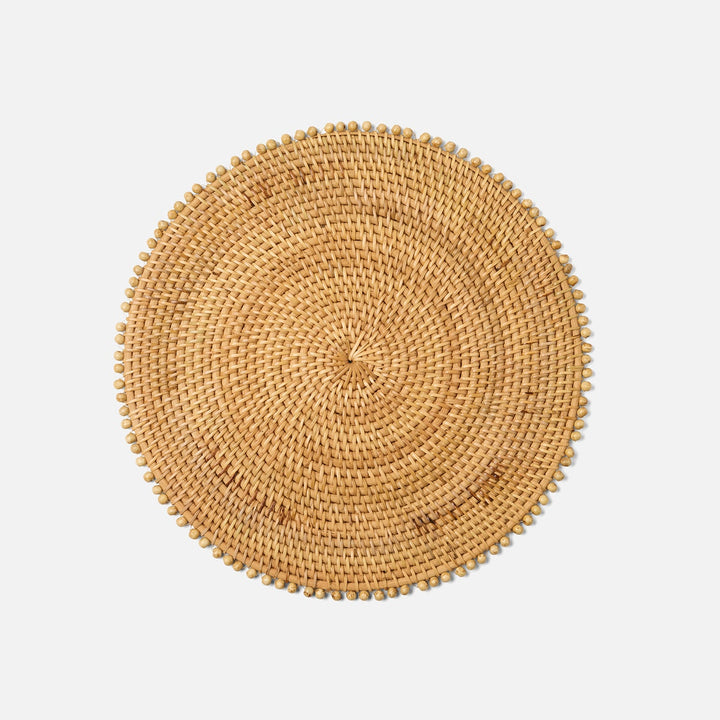 Cassia Natural Beaded Round Placemat Rattan/Wood Pack/4