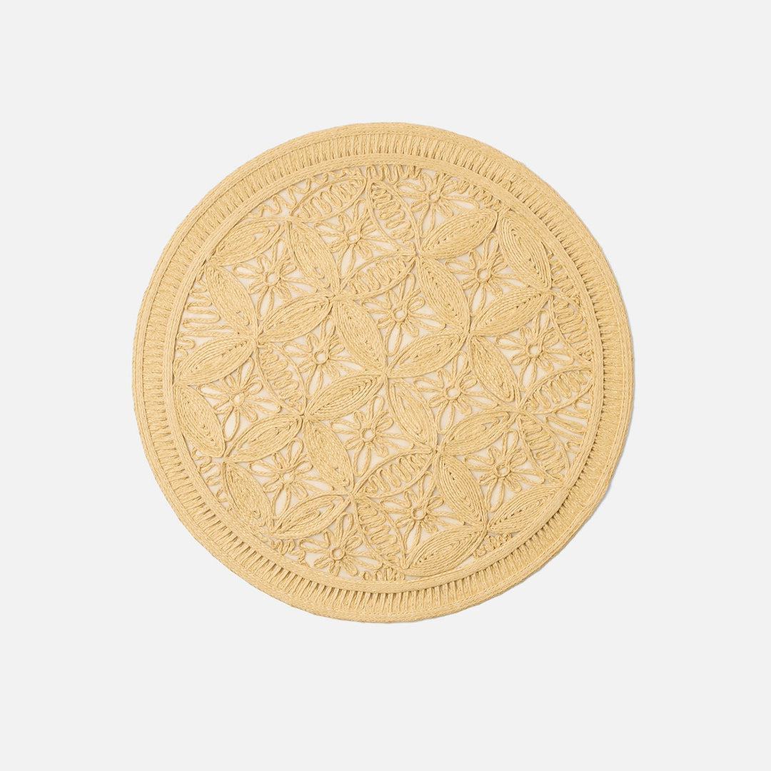 Cleo Natural Round Medallion Placemat Faux Rattan Pack/4