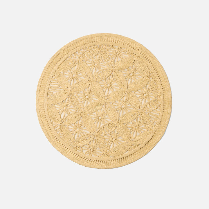 Cleo Natural Round Medallion Placemat Faux Rattan Pack/4