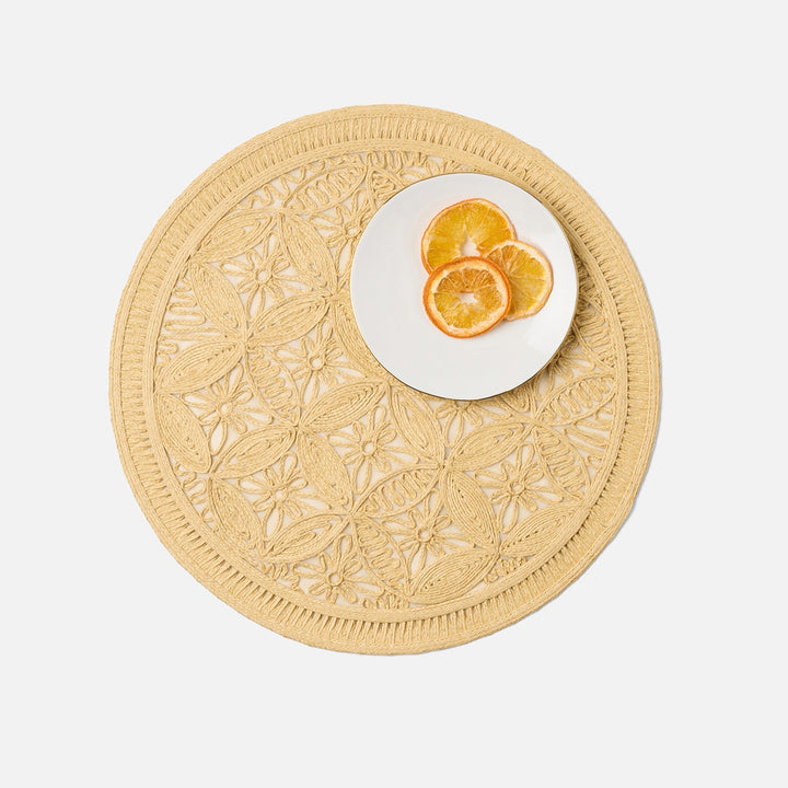 Cleo Natural Round Medallion Placemat Faux Rattan Pack/4