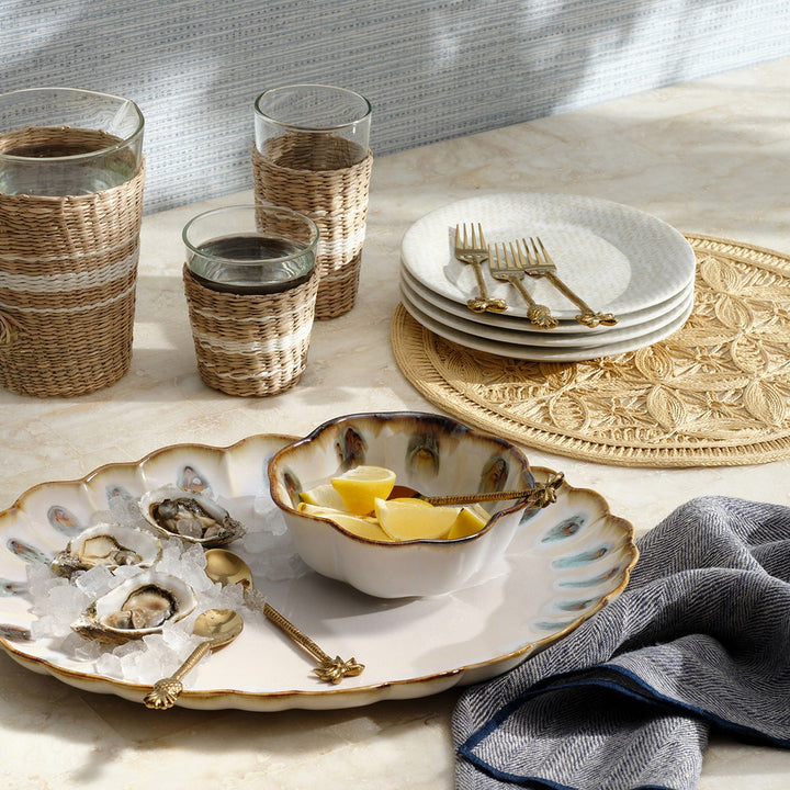 Cleo Natural Round Medallion Placemat Faux Rattan Pack/4