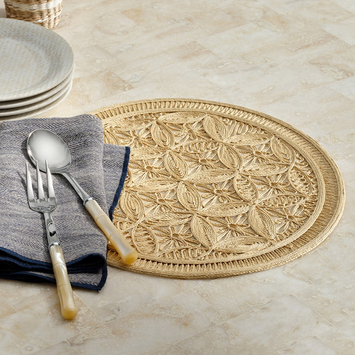 Cleo Natural Round Medallion Placemat Faux Rattan Pack/4