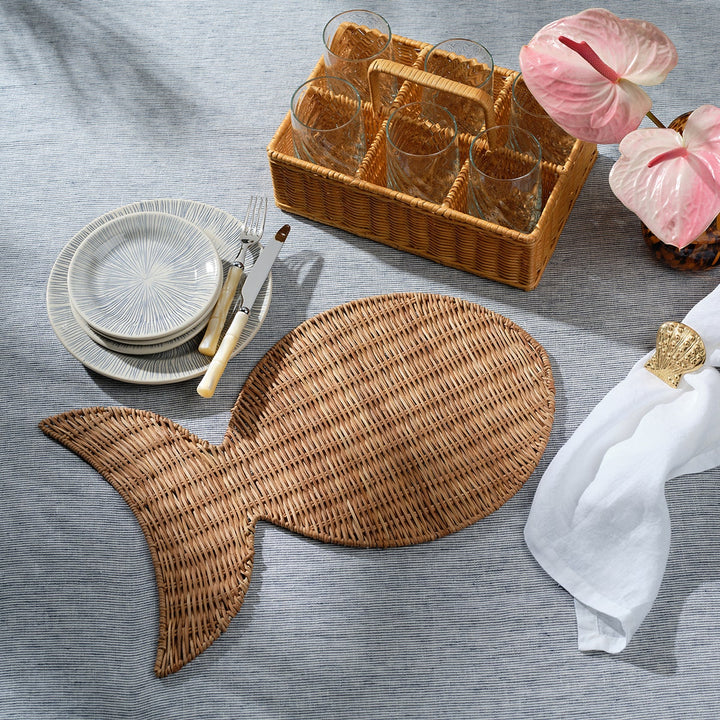 Cousteau Natural Woven Fish Placemat Rattan Pack/4
