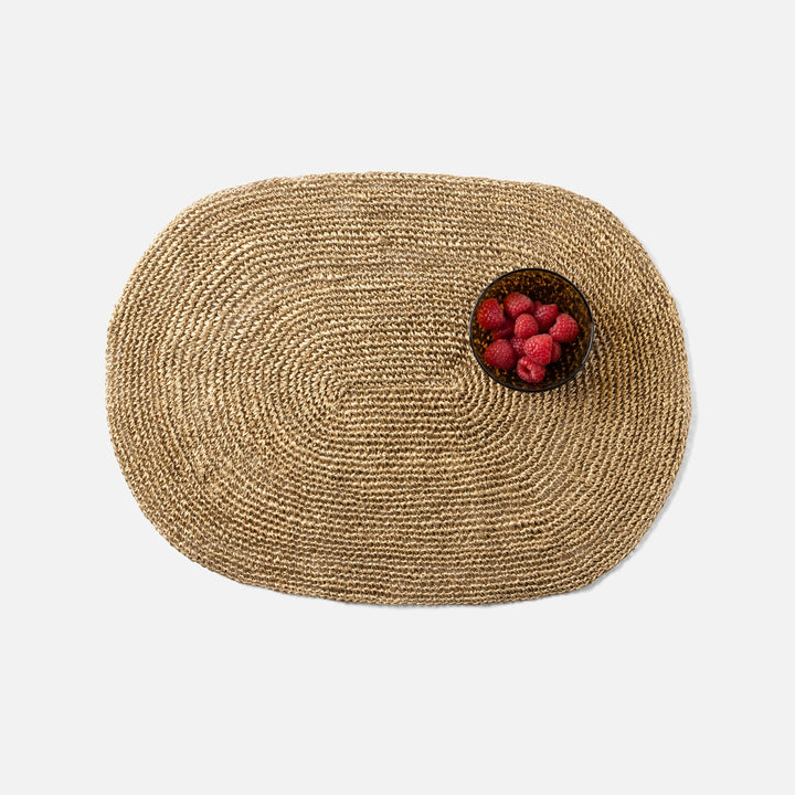 Emmy Gold Crochet Oval Placemat Abaca Pack/4