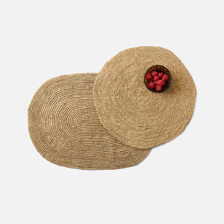 Emmy Gold Crochet Oval Placemat Abaca Pack/4