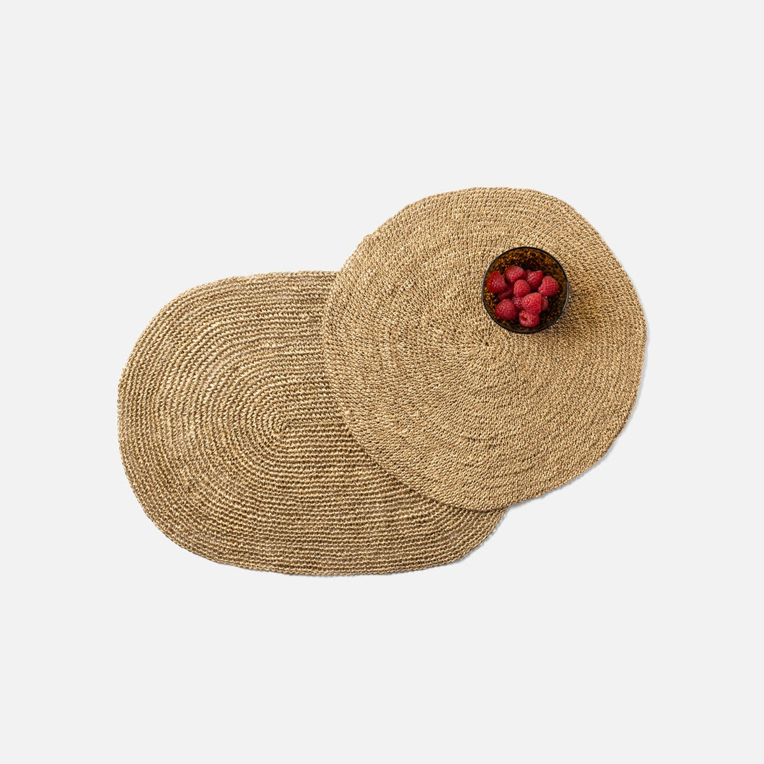 Emmy Gold Crochet Round Placemat Abaca Pack/4