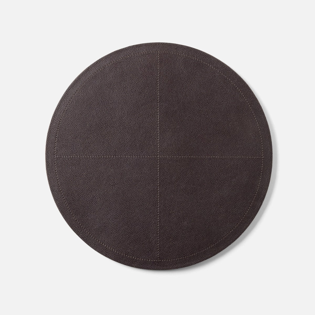 Evan Aubergine Round Placemat Full Grain Leather Pack/2