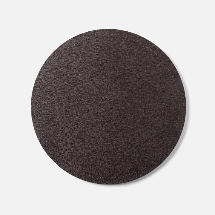 Evan Aubergine Round Placemat Full Grain Leather Pack/2