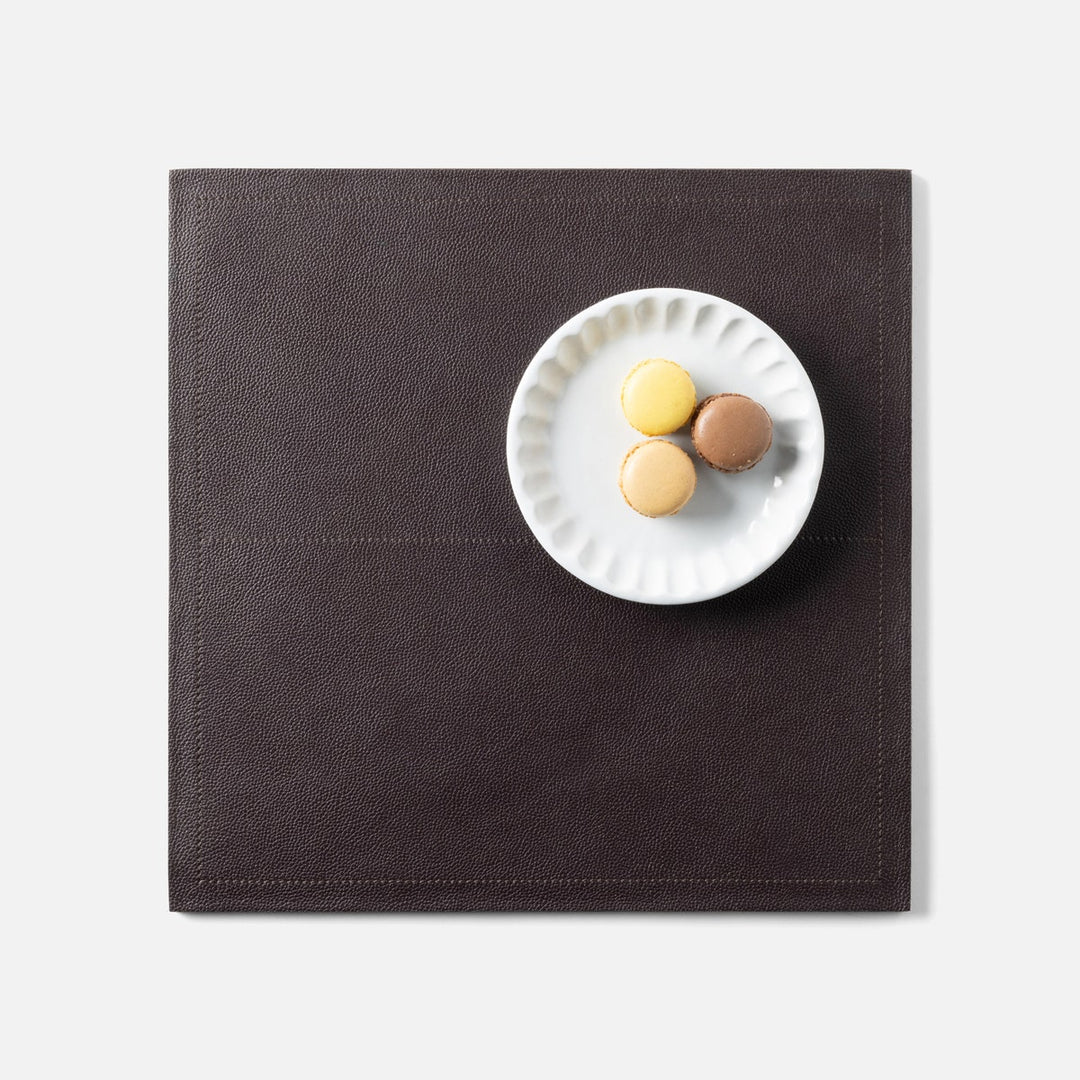 Evan Aubergine Square Placemat Full Grain Leather Pack/2