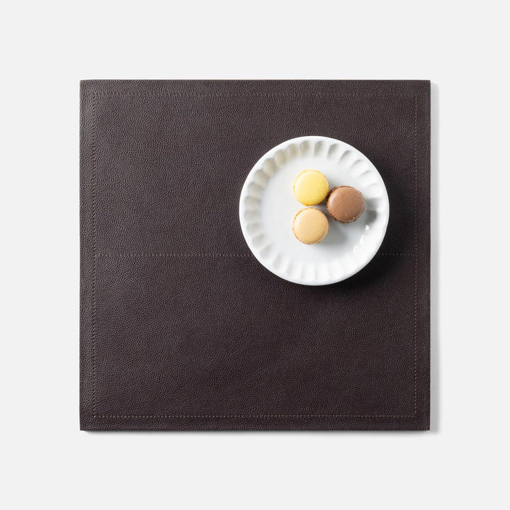 Evan Aubergine Square Placemat Full Grain Leather Pack/2