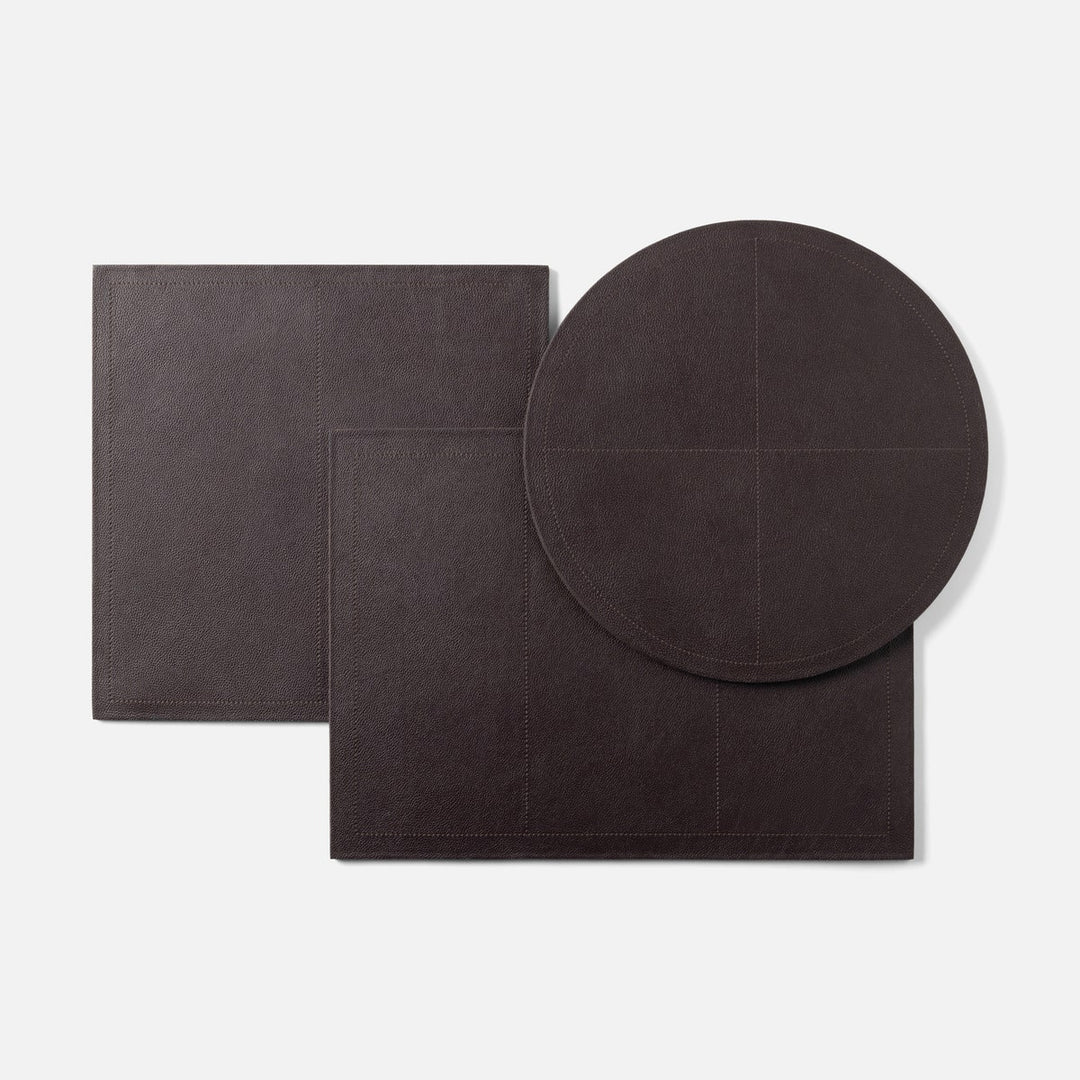 Evan Aubergine Square Placemat Full Grain Leather Pack/2