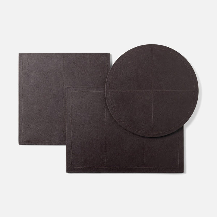 Evan Aubergine Square Placemat Full Grain Leather Pack/2