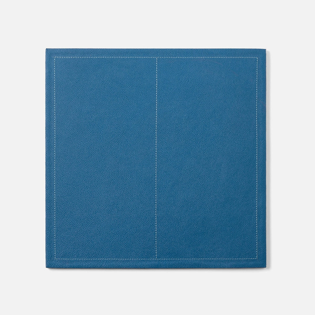 Evan Peacock Blue Square Placemat Full Grain Leather Pack/2