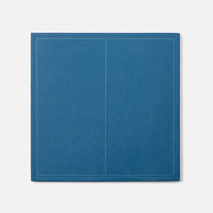 Evan Peacock Blue Square Placemat Full Grain Leather Pack/2