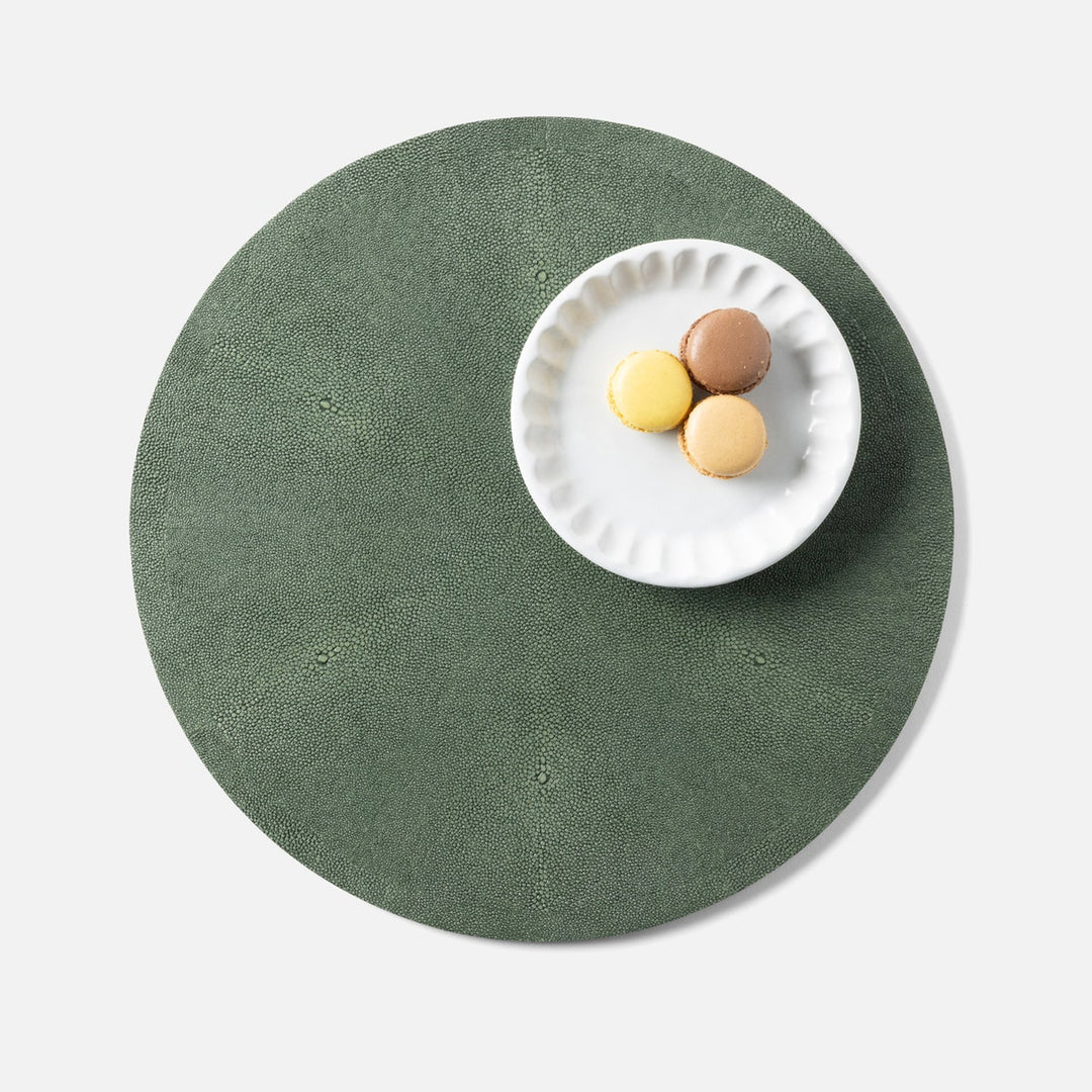 Henry Juniper Round Placemat Realistic Faux Shagreen Pack/2