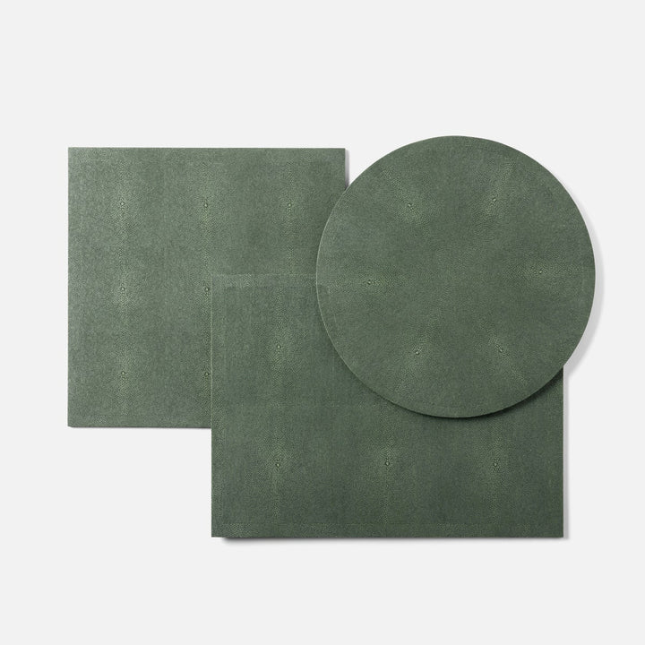 Henry Juniper Round Placemat Realistic Faux Shagreen Pack/2