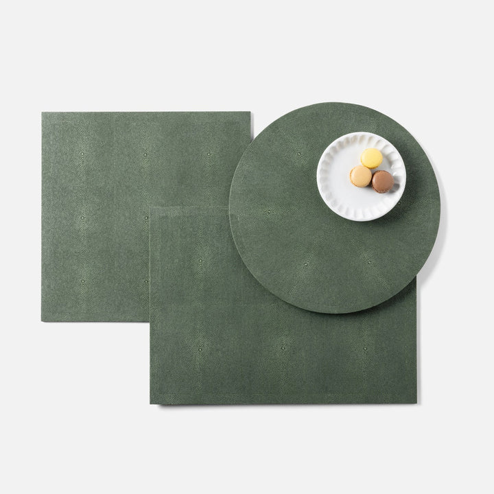 Henry Juniper Round Placemat Realistic Faux Shagreen Pack/2