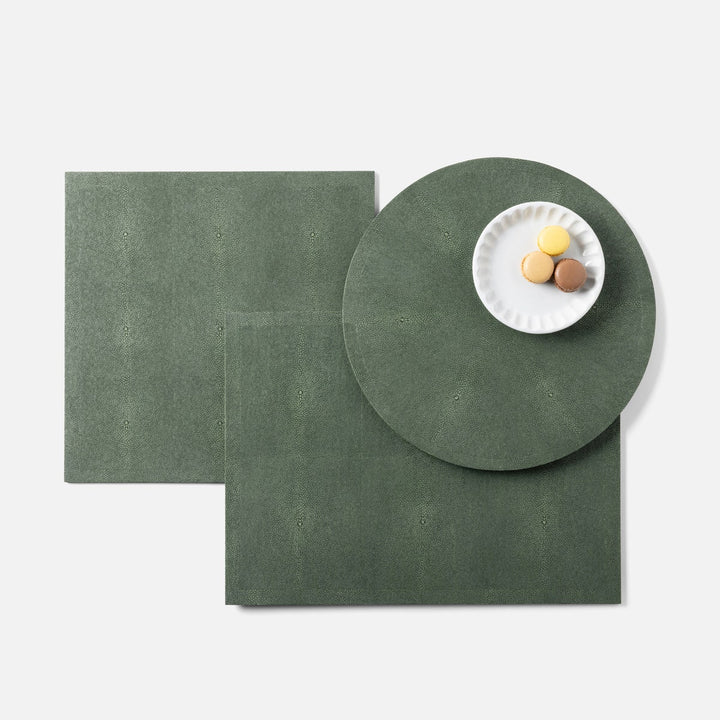 Henry Juniper Square Placemat Realistic Faux Shagreen Pack/2
