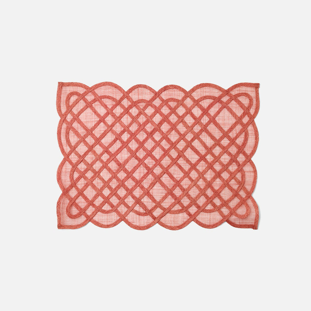 Ines Cherry Tomato Woven Rectangular Placemat Abaca Pack/4