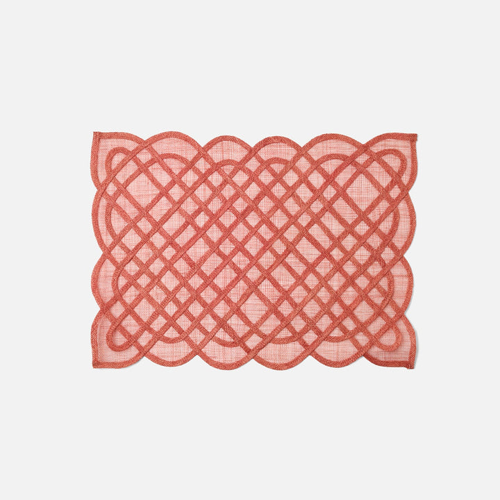 Ines Cherry Tomato Woven Rectangular Placemat Abaca Pack/4