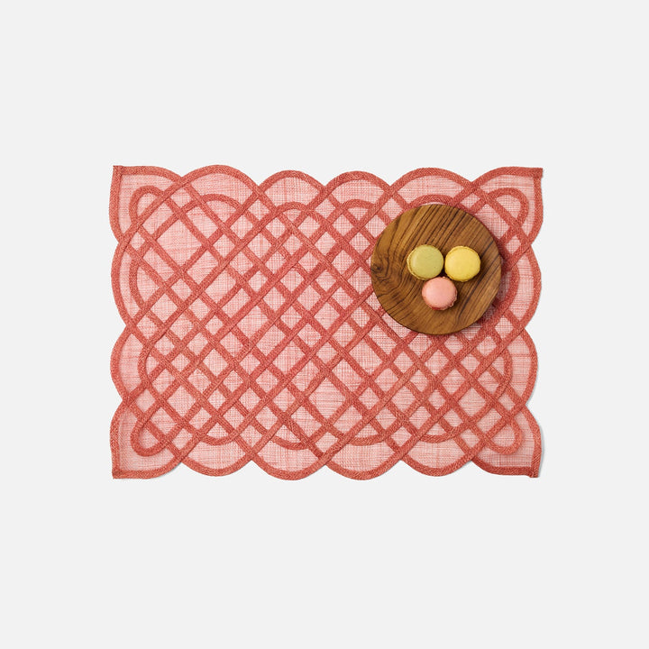 Ines Cherry Tomato Woven Rectangular Placemat Abaca Pack/4
