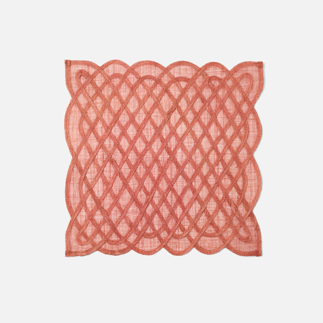 Ines Cherry Tomato Woven Square Placemat Abaca Pack/4