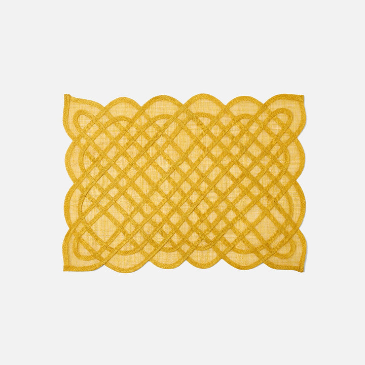 Ines Lemon Woven Rectangular Placemat Abaca Pack/4