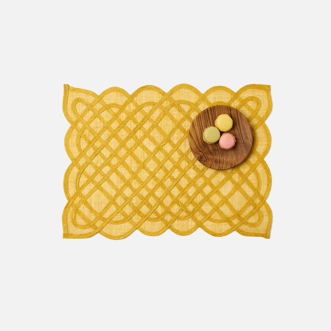 Ines Lemon Woven Rectangular Placemat Abaca Pack/4