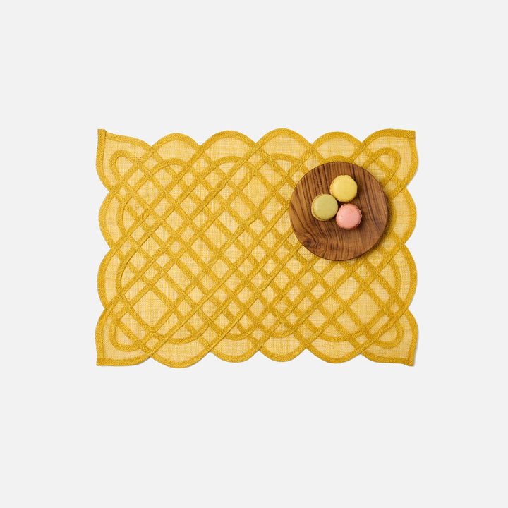 Ines Lemon Woven Rectangular Placemat Abaca Pack/4