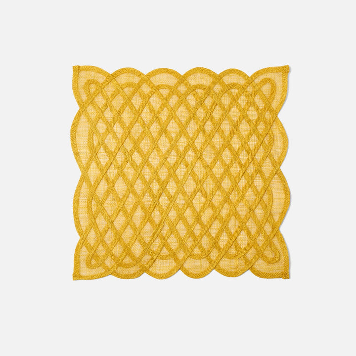 Ines Lemon Woven Square Placemat Abaca Pack/4