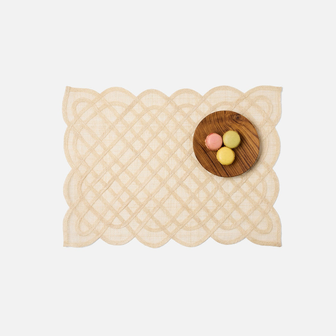 Ines Sand Woven Rectangular Placemat Abaca Pack/4