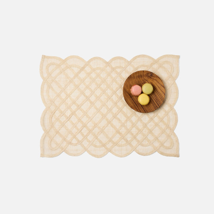 Ines Sand Woven Rectangular Placemat Abaca Pack/4