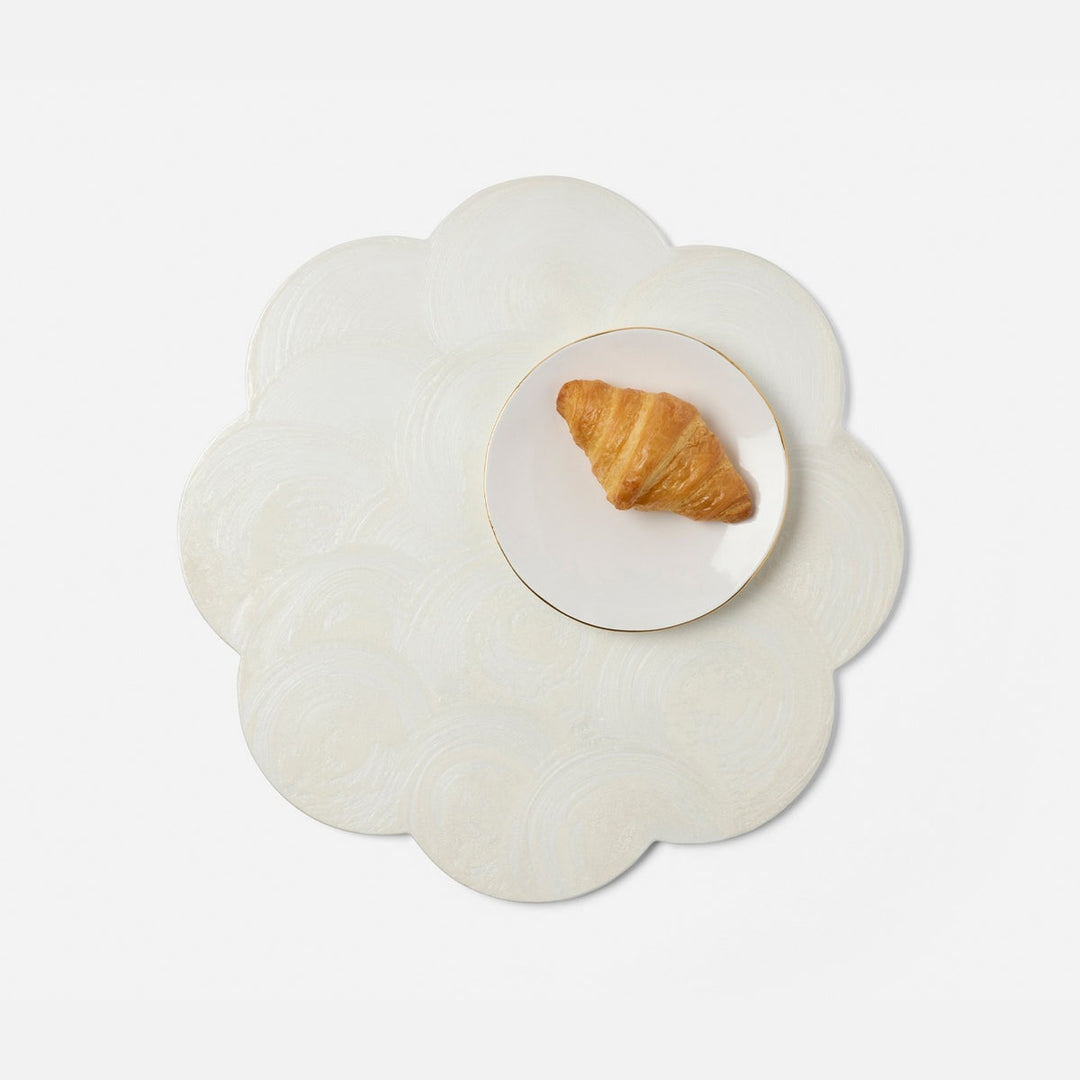 Josephine White Round Placemat Spiral Burl Resin Pack/2