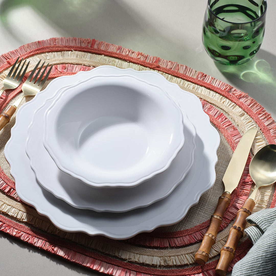 Nerina Natural/Red Fringe Oval Placemat Abaca Pack/4
