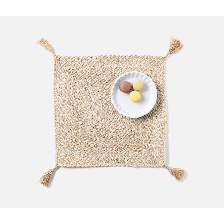 Sabina Natural Tassel Placemat Square Jute Pack/4