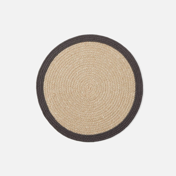 Shia Dark Gray Round Placemat Jute/Cotton Mix Pack/4