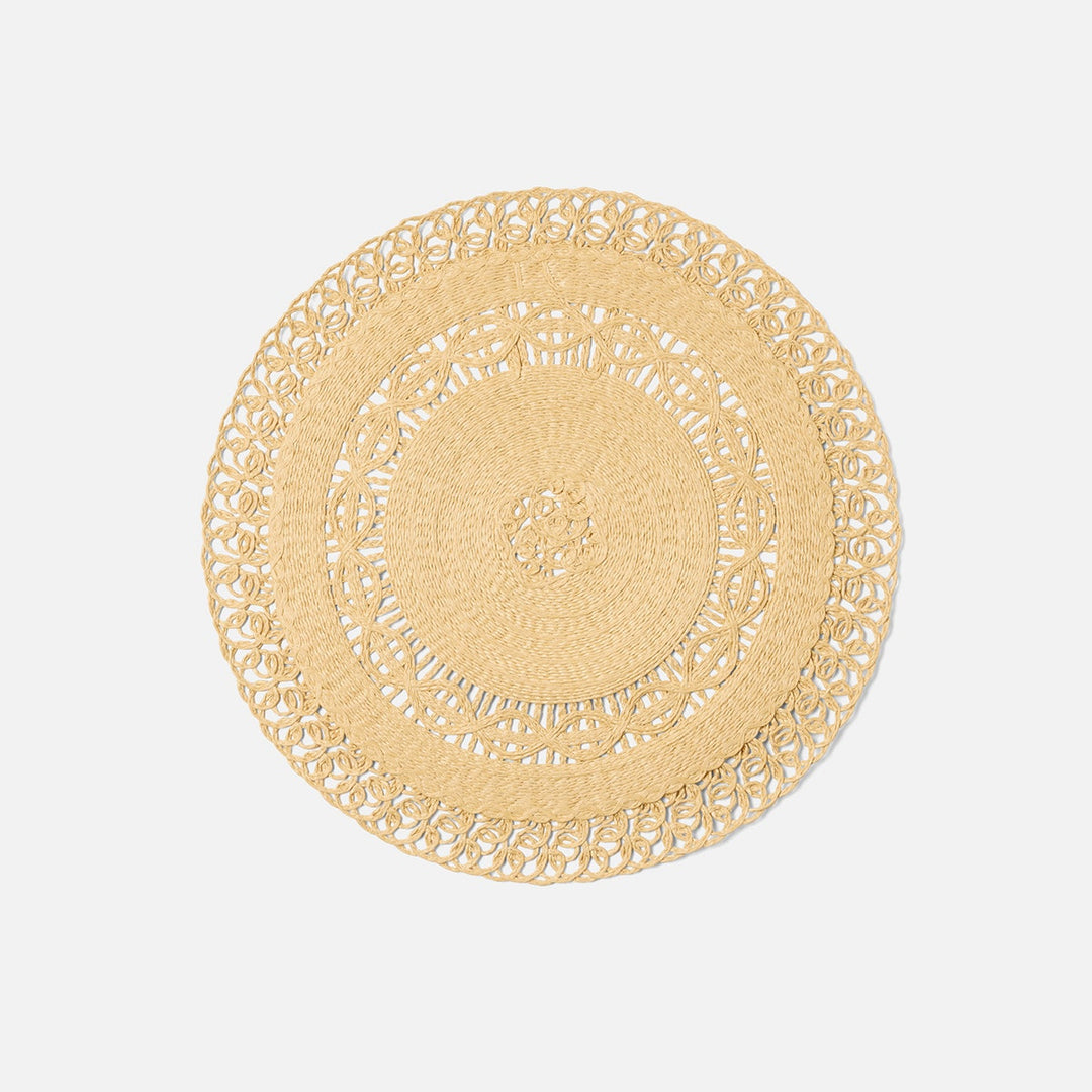 Soleil Natural Round Medallion Placemat Faux Rattan Pack/4