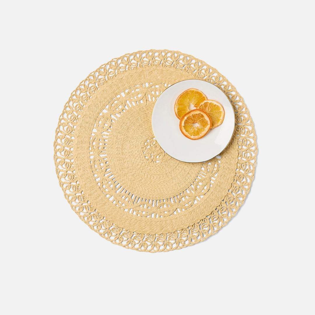 Soleil Natural Round Medallion Placemat Faux Rattan Pack/4