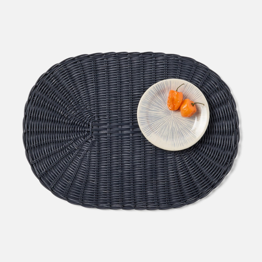 Tisbury Navy Oval Placemat Rattan Pack/4