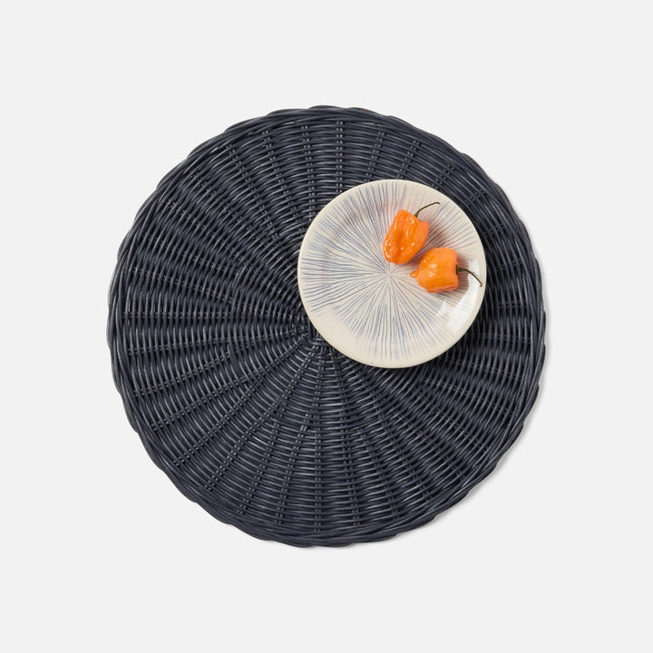 Tisbury Navy Round Placemat Rattan Pack/4